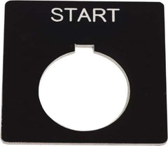 Schneider Electric - Square, Plastic Legend Plate - Start - Black Background, White Letters, 1.2 Inch Hole Diameter, 2-1/4 Inch Square - Industrial Tool & Supply