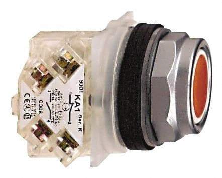Schneider Electric - 30mm Mount Hole, Flush, Pushbutton Switch with Contact Block - Octagon, Red Pushbutton, Momentary (MO) - Industrial Tool & Supply