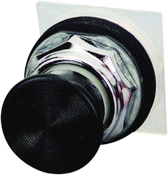 Schneider Electric - 30mm Mount Hole, Extended Straight, Pushbutton Switch Only - Round, Black Pushbutton, Momentary (MO), Weatherproof, Dust and Oil Resistant - Industrial Tool & Supply