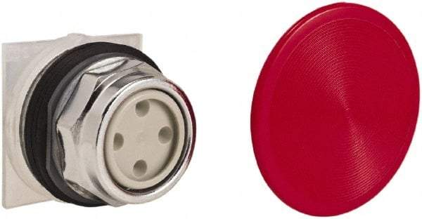 Schneider Electric - 30mm Mount Hole, Extended Straight, Pushbutton Switch Only - Round, Red Pushbutton, Momentary (MO), Weatherproof, Dust and Oil Resistant - Industrial Tool & Supply