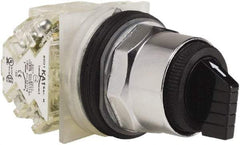 Schneider Electric - 1.18 Inch Mount Hole, 3 Position, Knob and Pushbutton Operated, Selector Switch - Black, Maintained (MA), 2NO/2NC, Weatherproof and Dust and Oil Resistant - Industrial Tool & Supply