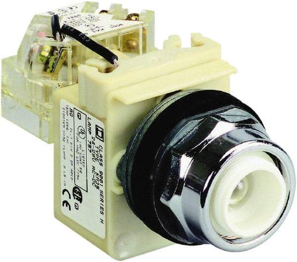 Schneider Electric - 250 V Incandescent & LED Push-to-Test Pilot Light - Screw Clamp Connector, 104mm OAL x 54mm Wide, Dust-tight, Oiltight, Shock Resistant, Vibration Resistant, Watertight - Industrial Tool & Supply
