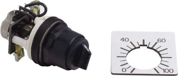 Square D - 1,000 Ohm, 30mm, 300 VAC Potentiometer - 2 Watts, Nonilluminated, Knob Operated, NEMA 4, 13 - Industrial Tool & Supply