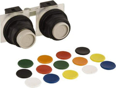 Schneider Electric - 30mm Mount Hole, Extended Straight, Pushbutton Switch Only - Multicolored Pushbutton, Maintained (MA) - Industrial Tool & Supply