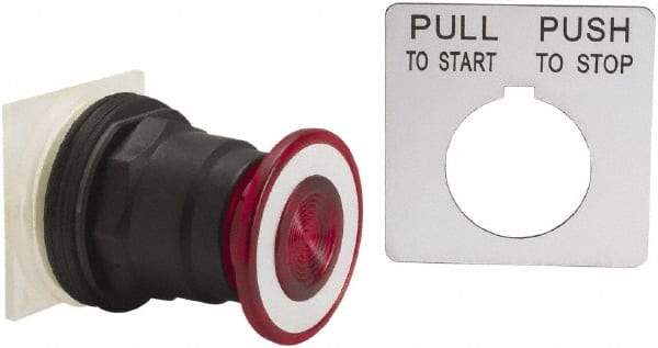 Schneider Electric - 30mm Mount Hole, Extended Straight, Pushbutton Switch Only - Red Pushbutton, Maintained (MA), Momentary (MO) - Industrial Tool & Supply