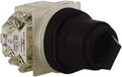 Schneider Electric - 30mm Mount Hole, 2 Position, Knob and Pushbutton Operated, Selector Switch - Black, Maintained (MA), Anticorrosive, Weatherproof, Dust and Oil Resistant - Industrial Tool & Supply