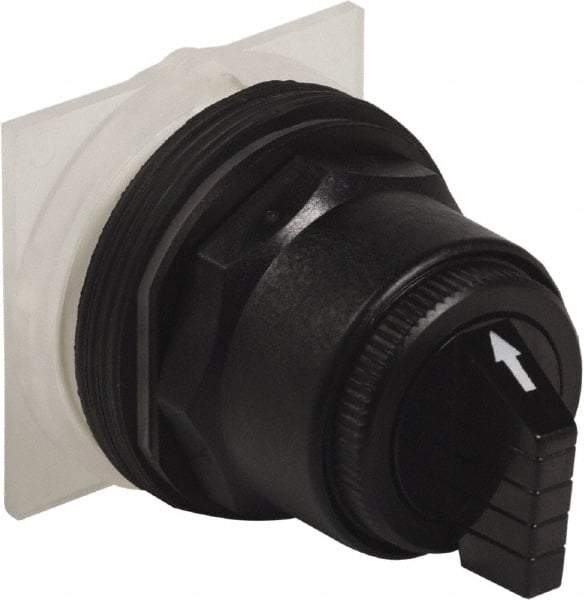 Schneider Electric - 30mm Mount Hole, 3 Position, Knob and Pushbutton Operated, Selector Switch Only - Black, Momentary (MO), without Contact Blocks, Anticorrosive, Weatherproof, Dust and Oil Resistant - Industrial Tool & Supply