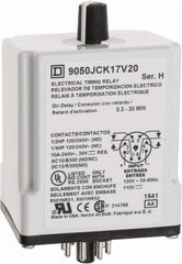 Square D - 0.3 to 30 min Delay, DPDT Time Delay Relay - 10 Contact Amp, 110 VDC & 120 VAC - Industrial Tool & Supply