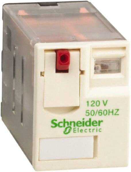 Schneider Electric - 3,000 VA Power Rating, Electromechanical Plug-in General Purpose Relay - 12 Amp at 250/277 VAC & 28 VDC, 6 Amp at 250 VAC & 28 VDC, 2CO, 120 VAC at 50/60 Hz - Industrial Tool & Supply