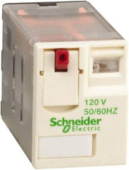 Schneider Electric - 2,500 VA Power Rating, Electromechanical Plug-in General Purpose Relay - 10 Amp at 250/277 VAC & 28/30 VDC, 5 at 250 VAC & 28 VDC, 3CO, 120 VAC at 50/60 Hz - Industrial Tool & Supply