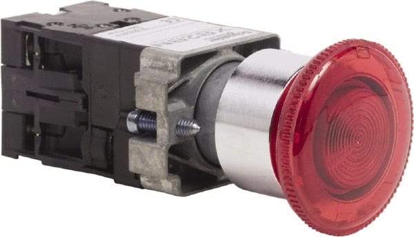 Schneider Electric - 22mm Mount Hole, Extended Mushroom Head, Pushbutton Switch Only - Round, Red Pushbutton, Maintained (MA), Momentary (MO), On-Off-On - Industrial Tool & Supply