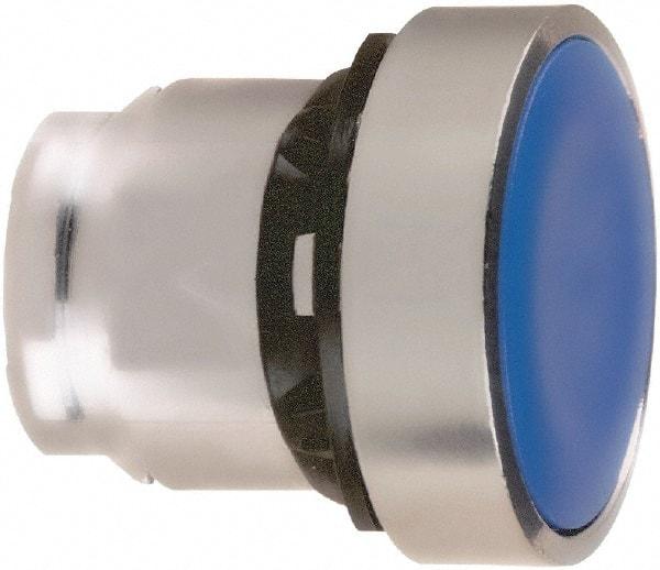 Schneider Electric - 22mm Mount Hole, Flush, Pushbutton Switch Only - Round, Blue Pushbutton, Maintained (MA) - Industrial Tool & Supply