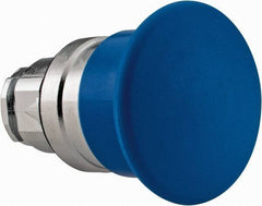 Schneider Electric - 22mm Mount Hole, Extended Mushroom Head, Pushbutton Switch Only - Round, Blue Pushbutton, Nonilluminated, Momentary (MO) - Industrial Tool & Supply