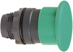 Schneider Electric - 22mm Mount Hole, Extended Mushroom Head, Pushbutton Switch Only - Round, Green Pushbutton, Illuminated, Maintained (MA) - Industrial Tool & Supply