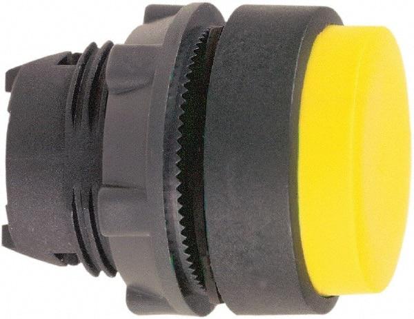 Schneider Electric - 22mm Mount Hole, Extended Straight, Pushbutton Switch Only - Round, Yellow Pushbutton, Nonilluminated, Maintained (MA) - Industrial Tool & Supply
