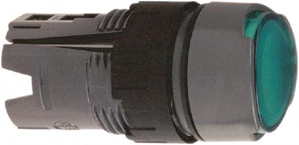 Schneider Electric - 16mm Mount Hole, Flush, Pushbutton Switch Only - Round, Green Pushbutton, Illuminated, Maintained (MA), Vibration Resistant - Industrial Tool & Supply