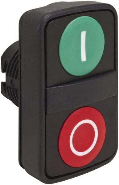 Schneider Electric - 22mm Mount Hole, Flush, Pushbutton Switch Only - Rectangle, Green and Red Pushbutton, Nonilluminated, Momentary (MO), On-Off, Shock and Vibration Resistant - Industrial Tool & Supply