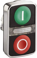 Schneider Electric - 22mm Mount Hole, Flush, Pushbutton Switch Only - Rectangle, Green and Red Pushbutton, Illuminated, Momentary (MO), On-Off, Shock and Vibration Resistant - Industrial Tool & Supply