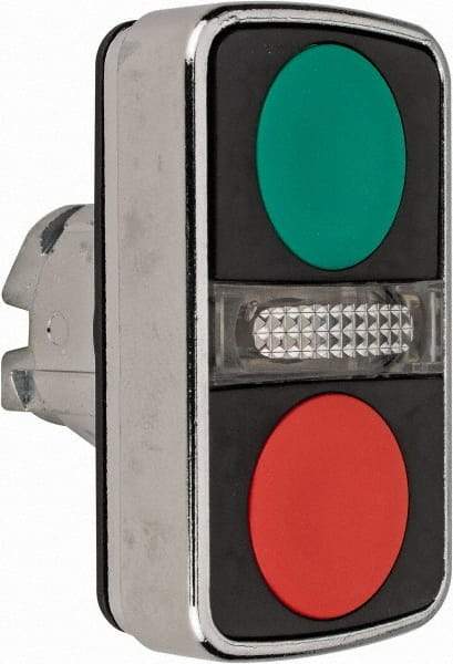 Schneider Electric - 22mm Mount Hole, Flush, Pushbutton Switch Only - Rectangle, Green and Red Pushbutton, Illuminated, Momentary (MO), On-Off, Shock and Vibration Resistant - Industrial Tool & Supply