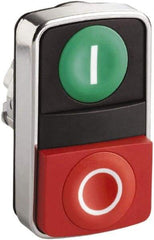 Schneider Electric - 22mm Mount Hole, Extended Straight, Flush, Pushbutton Switch Only - Rectangle, Green and Red Pushbutton, Nonilluminated, Momentary (MO), On-Off, Shock and Vibration Resistant - Industrial Tool & Supply