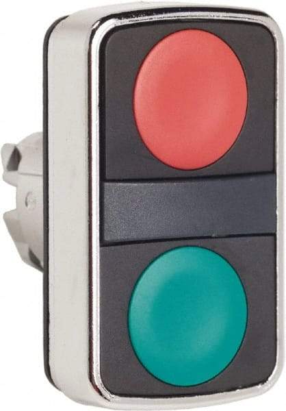 Schneider Electric - 22mm Mount Hole, Flush, Pushbutton Switch Only - Rectangle, Green and Red Pushbutton, Nonilluminated, Momentary (MO), On-Off, Shock and Vibration Resistant - Industrial Tool & Supply