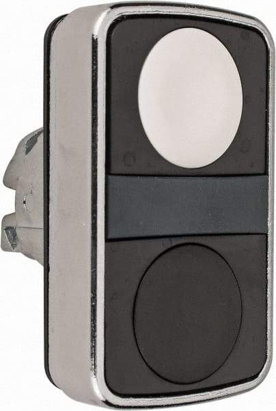 Schneider Electric - 22mm Mount Hole, Flush, Pushbutton Switch Only - Rectangle, White and Black Pushbutton, Nonilluminated, Momentary (MO), On-Off, Shock and Vibration Resistant - Industrial Tool & Supply