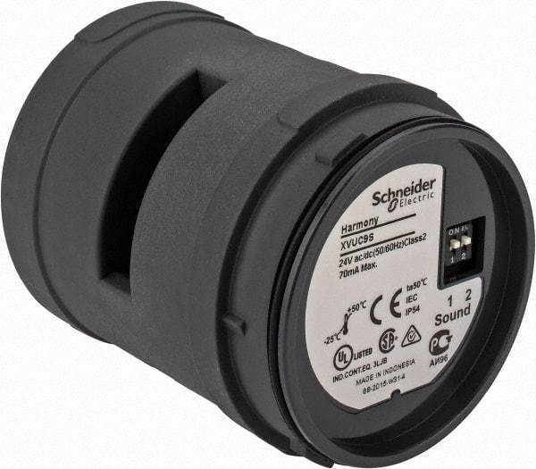 Schneider Electric - 85 to 70 dB, Audible Signal Buzzer Unit - 24 VAC, 24 VDC, 70mA, IP54 Rating, 58mm High - Industrial Tool & Supply