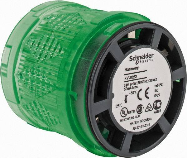 Schneider Electric - LED Lamp, Green, Steady, Stackable Tower Light Module - 24 VAC/VDC, 40 Milliamp, IP65 Ingress Rating, Base Mount - Industrial Tool & Supply