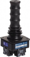 Schneider Electric - 2/4 Position, 10 Amp, 4.44 Inch Long, -40 to 140°F, Pushbutton Handle, Momentary (MO) Joystick Switch - 6.252 Inch High x 2.56 Inch Deep x 2.56 Inch Wide, 15 VDC, Panel Mount, IP65, 1.88 Inch Mount Hole Diameter - Industrial Tool & Supply