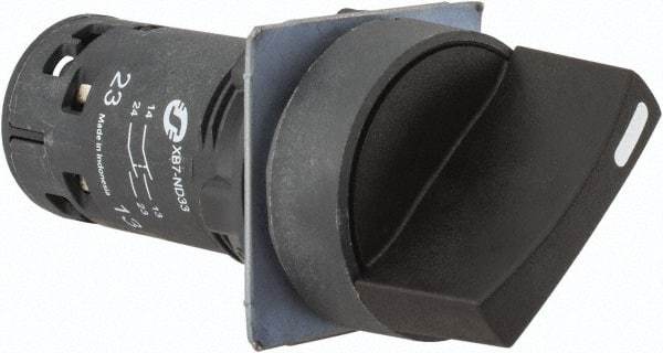 Schneider Electric - 22mm Mount Hole, 3 Position, Knob Operated, Selector Switch Only - Black, Maintained (MA), Nonilluminated, 2NO, Shock and Vibration Resistant - Industrial Tool & Supply