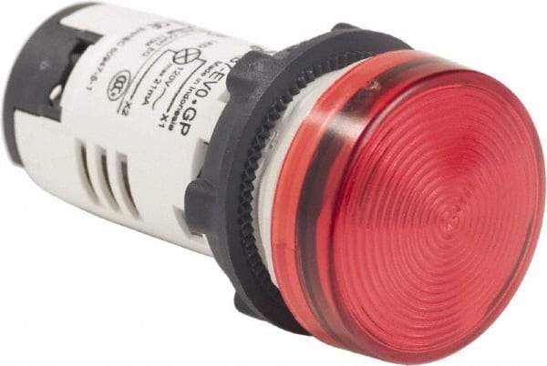 Schneider Electric - 120 VAC Red Lens LED Pilot Light - Round Lens, Screw Clamp Connector, 29mm Wide, Shock Resistant, Vibration Resistant - Industrial Tool & Supply