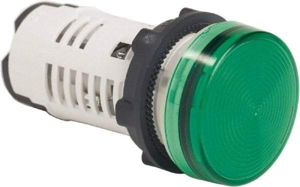 Schneider Electric - 120 VAC Green Lens LED Pilot Light - Round Lens, Screw Clamp Connector, 29mm Wide, Shock Resistant, Vibration Resistant - Industrial Tool & Supply