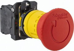 Schneider Electric - 22mm Mount Hole, Extended Mushroom Head, Pushbutton Switch Only - Round, Red Pushbutton, Nonilluminated, Maintained (MA), Off, Shock and Vibration Resistant - Industrial Tool & Supply