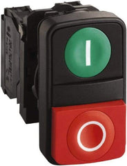 Schneider Electric - 22mm Mount Hole, Extended Straight, Flush, Pushbutton Switch Only - Rectangle, Green and Red Pushbutton, Nonilluminated, Momentary (MO), Shock and Vibration Resistant - Industrial Tool & Supply