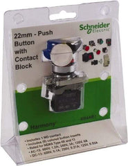 Schneider Electric - 22mm Mount Hole, Pushbutton Switch with Contact Block - Industrial Tool & Supply