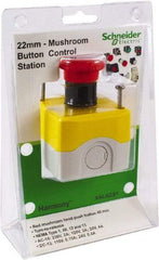 Schneider Electric - 1 Operator, Mushroom Head Control Station - No Legend, Turn to Release Switch, NC Contact, NEMA 1, 12, 13, 3, 3R, 4 - Industrial Tool & Supply