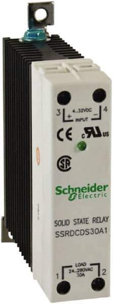 Schneider Electric - 4-32 VDC, Solid State Screw General Purpose Relay - 30 Amp at 280 VAC, SPST, 22.5mm Wide x 98.8mm High x 97.7mm Deep - Industrial Tool & Supply