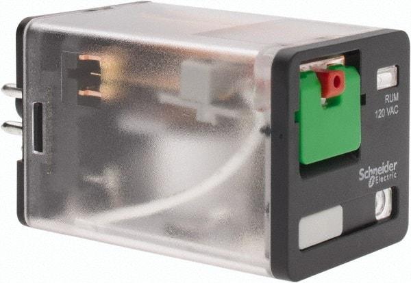 Schneider Electric - 3 at 60 Hz VA Power Rating, Octal Electromechanical Plug-in General Purpose Relay - 10 Amp at 277 VAC & 30 VDC, DPDT, 120 VAC, 35mm Wide x 56mm High x 35.4mm Deep - Industrial Tool & Supply