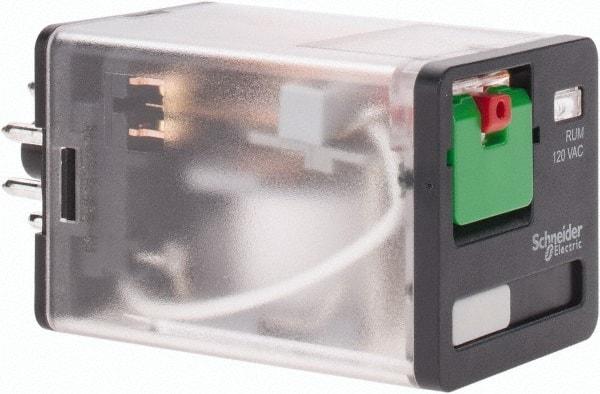 Schneider Electric - 3 at 60 Hz VA Power Rating, Octal Electromechanical Plug-in General Purpose Relay - 10 Amp at 277 VAC & 30 VDC, DPDT, 120 VAC, 35mm Wide x 56mm High x 35.4mm Deep - Industrial Tool & Supply