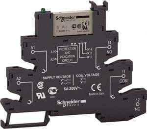 Schneider Electric - 1,500 VA Power Rating, Electromechanical Spring General Purpose Relay - 6 Amp at 110 V, SPDT, 110 VAC/VDC, 6.2mm Wide x 78.7mm High x 103mm Deep - Industrial Tool & Supply