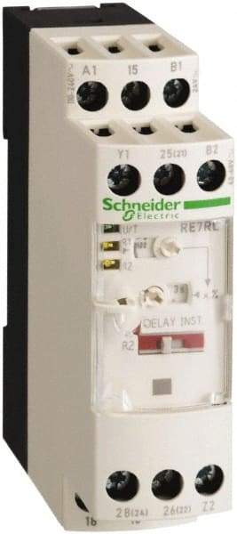 Schneider Electric - 300 hr Delay, Single Range 2CO Time Delay Relay - 8 Contact Amp, 110 to 240 VAC, 24 VAC, 24 VDC, 42 to 48 VAC & 42 to 48 VDC - Industrial Tool & Supply