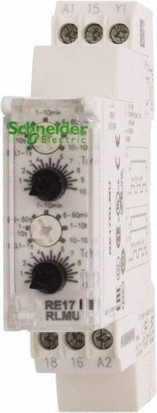 Schneider Electric - 100 hr Delay, Multiple Range SPDT Time Delay Relay - 8 Contact Amp, 24 VDC & 24 to 240 VAC, Selector Switch - Industrial Tool & Supply