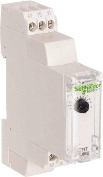 Schneider Electric - 100 hr Delay, Multiple Range SPDT Time Delay Relay - 8 Contact Amp, 24 VDC & 24 to 240 VAC, Selector Switch - Industrial Tool & Supply