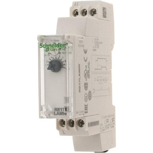 Schneider Electric - 100 hr Delay, Multiple Range SPST Time Delay Relay - 0.7 Contact Amp, 24 to 240 VAC/VDC, Selector Switch - Industrial Tool & Supply