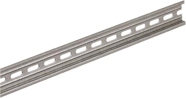 Square D - 1m Long x 0.3 Inch Wide x 1.38 Inch High x Steel DIN Rail - 0.04 Inch Thick - Industrial Tool & Supply