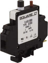Square D - 3 Amp, 250 VAC, 65 VDC, 1 Pole, DIN Rail Mount Circuit Protector - Thermal Magnetic Trip, 16-10 AWG, 64mm Deep x 80mm High x - Industrial Tool & Supply