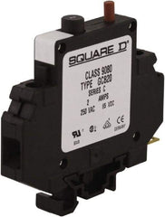 Square D - 2 Amp, 250 VAC, 65 VDC, 1 Pole, DIN Rail Mount Circuit Protector - Thermal Magnetic Trip, 16-10 AWG, 64mm Deep x 80mm High x - Industrial Tool & Supply