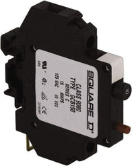 Square D - 15 Amp, 125 VAC, 65 VDC, 1 Pole, DIN Rail Mount Circuit Protector - Thermal Magnetic Trip, 16-10 AWG, 64mm Deep x 80mm High x - Industrial Tool & Supply