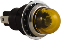 Schneider Electric - 24 V Yellow Lens Incandescent Pilot Light - Round Lens, Dust-tight, Oiltight - Industrial Tool & Supply