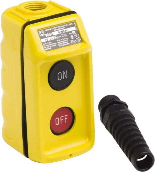 Schneider Electric - 2 Operator, Pushbutton Pendant Control Station - On-Off (Legend), Maintained Switch, 2NO/2NC Contact, NEMA 1, 3, 3R, 4, 4X - Industrial Tool & Supply